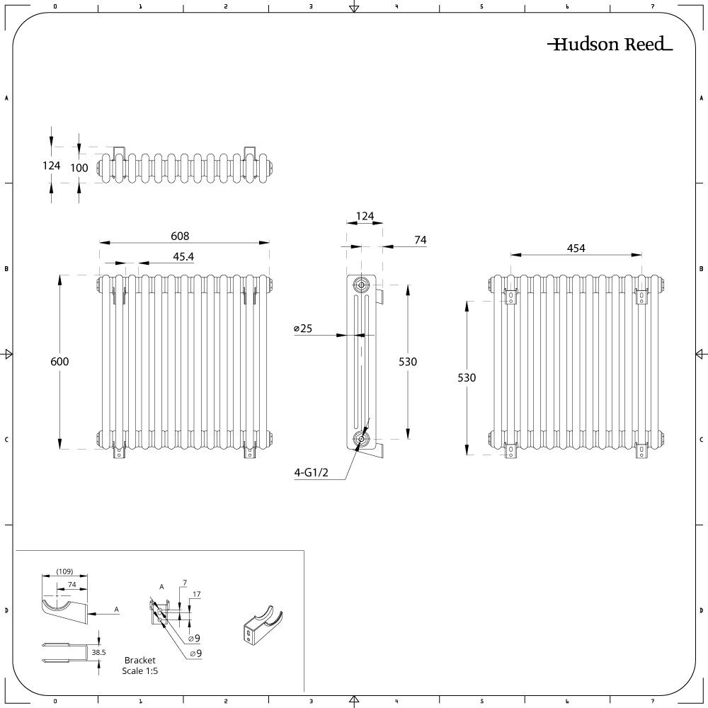 Regent Electric - White Horizontal 3-Column Traditional Cast-Iron Style ...