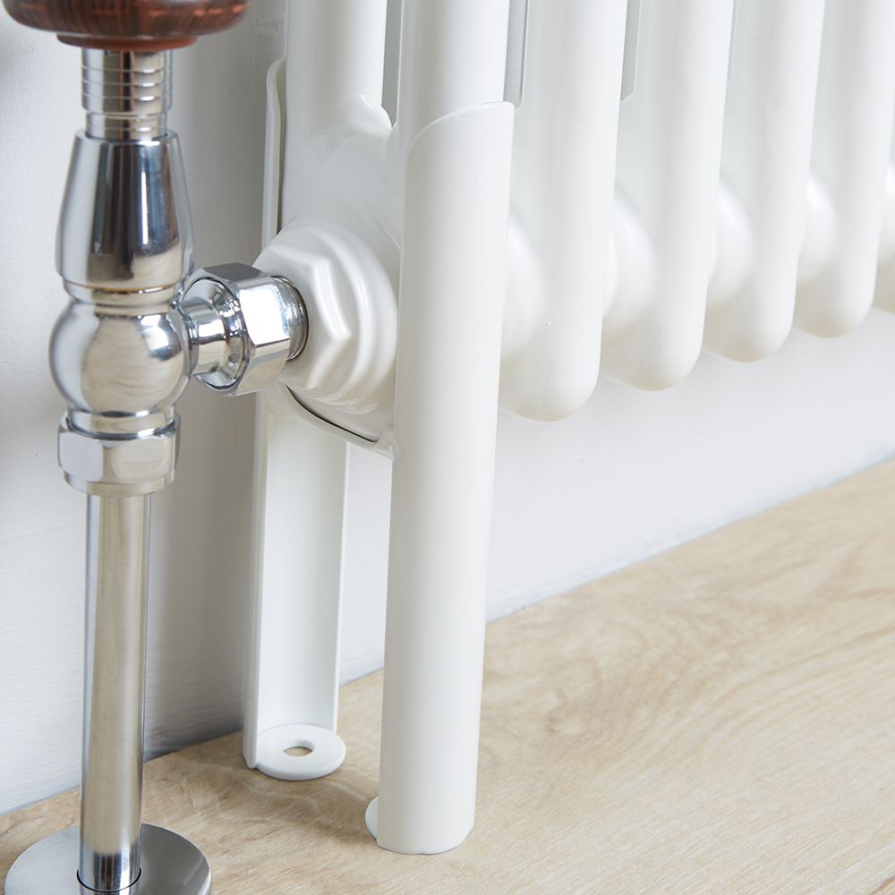 White Floor Mounting Kit for Two-Column Traditional Radiators