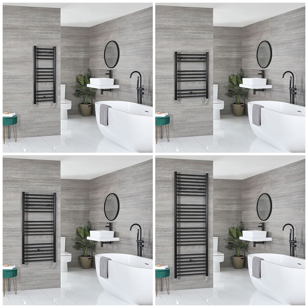 Nox Electric - Matt Black Flat Plug-In Towel Warmer - Choice of Size