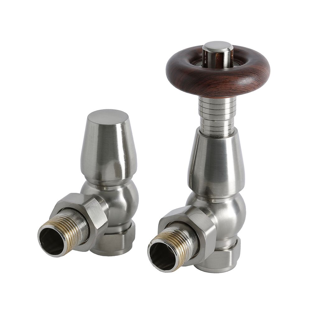 Regent - Traditional Satin Thermostatic Angled Radiator Valve Pack