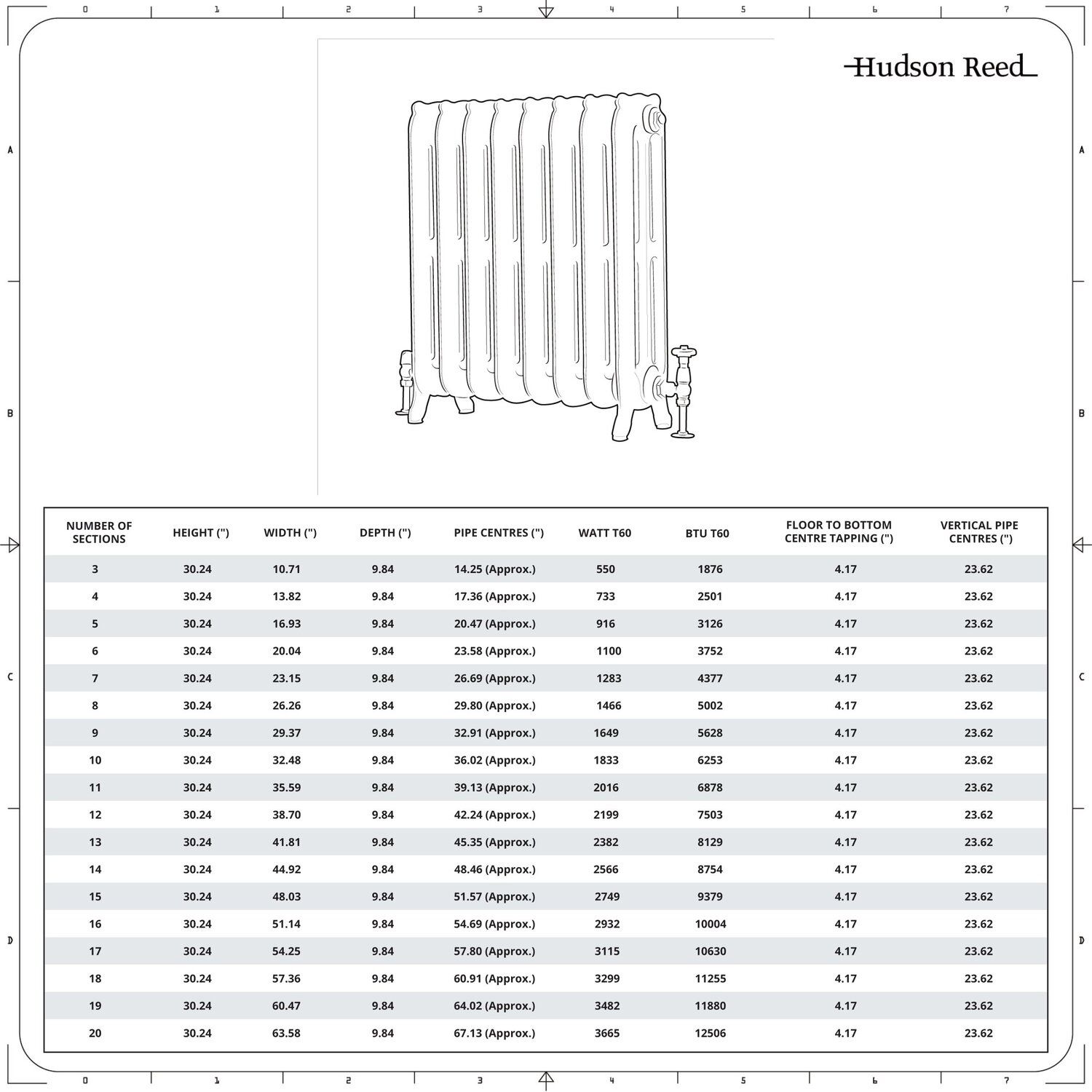 Charlotte Ornate Cast Iron Radiator 30.24" Tall Pewter Multiple