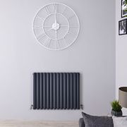 Revive - Anthracite Horizontal Double-Panel Designer Radiator - 25" x 32.5"