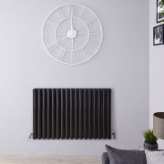 Revive - Black Horizontal Double-Panel Designer Radiator - 25" x 39.25"