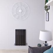 Delta - Black Horizontal Double Slim-Panel Designer Radiator - 25" x 16.5"