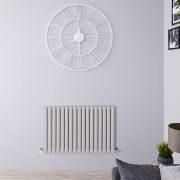Revive - Light Gray Horizontal Double-Panel Designer Radiator - 25" x 39.25"