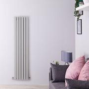 Sloane - Silver Vertical Double Flat-Panel Designer Radiator - 63" x 14"