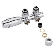 Hudson Reed Chrome Thermostatic Angled H-Block Radiator Valve