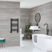 Nox - Matt Black Hydronic Flat Towel Warmer - 23 5/8” x 15 3/4”