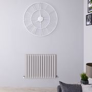 Revive - Light Gray Horizontal Double-Panel Designer Radiator - 25" x 32.75"