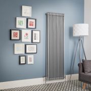 Regent - Metallic Silver Vertical 3-Column Traditional Cast-Iron Style Radiator - All Sizes