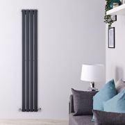 Delta - Anthracite Vertical Single Slim-Panel Designer Radiator - 70" x 11"