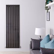 Delta - Black Vertical Single Slim-Panel Designer Radiator - 70" x 22"