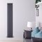 Delta - Anthracite Vertical Single Slim-Panel Designer Radiator - 63" x 11"