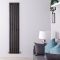 Delta - Black Vertical Double Slim-Panel Designer Radiator - 63" x 13.75"