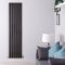 Delta - Black Vertical Double Slim-Panel Designer Radiator - 63" x 16.5"