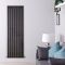 Delta - Black Vertical Single Slim-Panel Designer Radiator - 63" x 22"