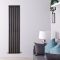 Delta - Black Vertical Single Slim-Panel Designer Radiator - 70" x 16.5"