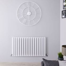 Revive Air - White Aluminum Horizontal Double-Panel Designer Radiator - 23.5" x 42.25"