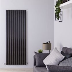 Revive - Black Vertical Double-Panel Designer Radiator - 63" x 23.25"