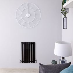 Delta - Black Horizontal Single Slim-Panel Designer Radiator - 25" x 16.5"