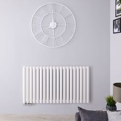 Revive Caldae - White Horizontal Double-Panel Designer Radiator - 25" x 46.5"
