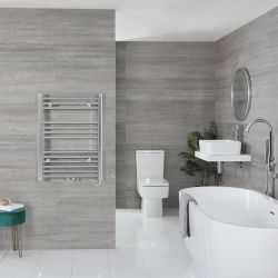 Neva Electric - Chrome Flat Plug-In Towel Warmer - 31 5/8” x 19 5/8”