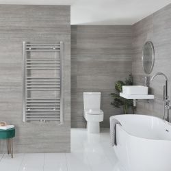 Neva Electric - Chrome Flat Plug-In Towel Warmer - 46 3/4” x 23 5/8”