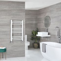 Ive - White Hydronic Curved Towel Warmer - 31 1/2” x 19 5/8”