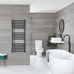 Artle Electric - Anthracite Curved Plug-In Towel Warmer - 47” x 20”