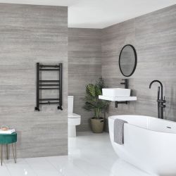 Kent - Matt Black Hydronic Flat Towel Warmer - 23 5/8” x 15 3/4”