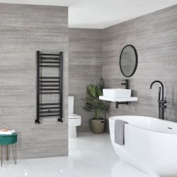 Kent - Matt Black Hydronic Flat Towel Warmer - 39 3/8” x 15 3/4”