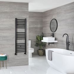 Kent - Matt Black Hydronic Flat Towel Warmer - 47 1/4” x 15 3/4”