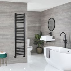 Kent - Matt Black Hydronic Flat Towel Warmer - 63” x 15 3/4”