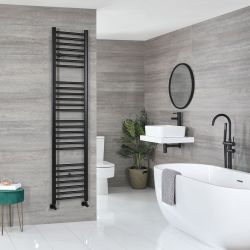 Kent - Matt Black Hydronic Flat Towel Warmer - 70 7/8” x 15 3/4”