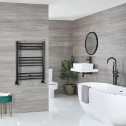 Kent - Matt Black Hydronic Flat Towel Warmer - 31 1/2” x 19 5/8”
