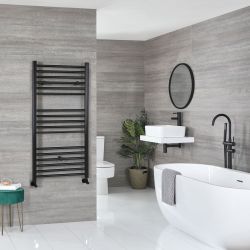 Kent - Matt Black Hydronic Flat Towel Warmer - 47 1/4” x 19 5/8”