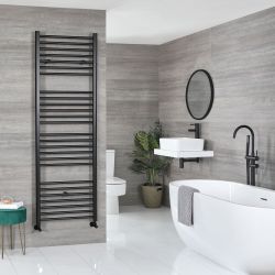Kent - Matt Black Hydronic Flat Towel Warmer - 70 7/8” x 19 5/8”