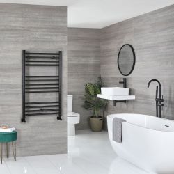 Kent - Matt Black Hydronic Flat Towel Warmer - 39 3/8” x 23 5/8”