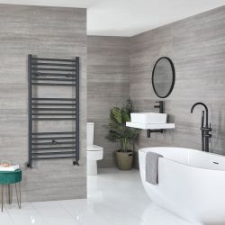 Kent - Anthracite Hydronic Flat Towel Warmer - 47 1/4” x 23 5/8”