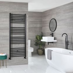 Kent - Matt Black Hydronic Flat Towel Warmer - 63” x 23 5/8”