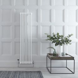 Regent - White Vertical 2-Column Traditional Cast-Iron Style Radiator - 59" x 15"