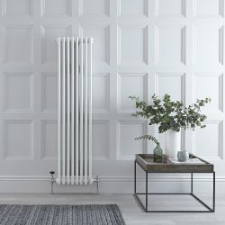 Regent - White Vertical 3-Column Traditional Cast-Iron Style Radiator - 59" x 15"