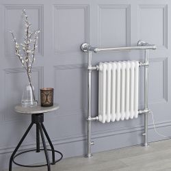 Marquis Electric - White Traditional Plug-In Heated Towel Warmer with Drying Rail - 36.75" x 24.5"