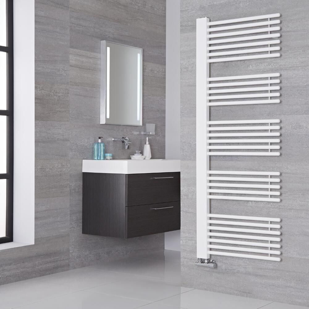 Bosa - Mineral White Hydronic Designer Towel Warmer - 63" x 23.5"