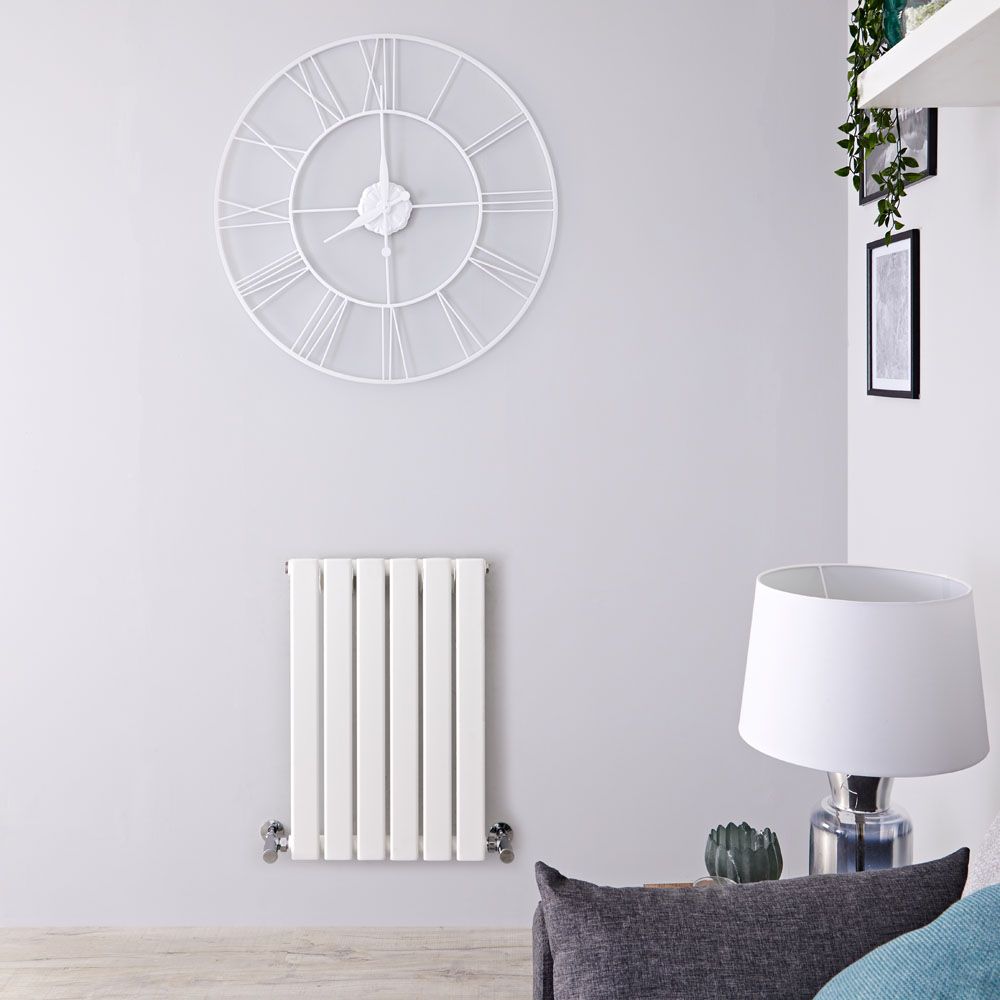 Delta - White Horizontal Single Slim-Panel Designer Radiator - 25" x 16.5"