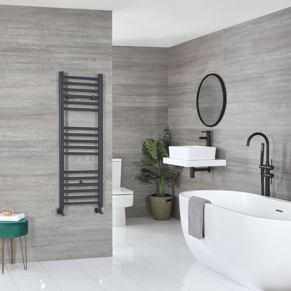 Kent - Anthracite Hydronic Flat Towel Warmer - 47 1/4” x 15 3/4”