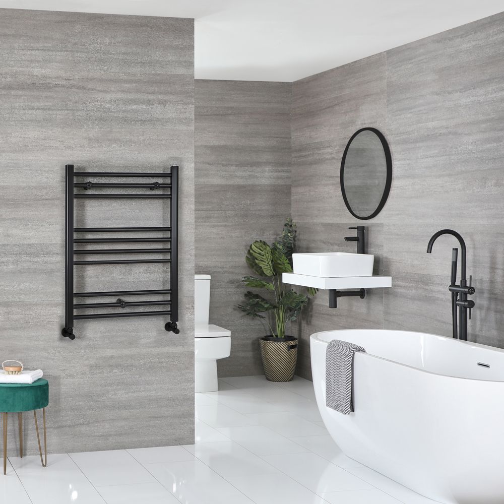 Kent - Matt Black Hydronic Flat Towel Warmer - 31 1/2” x 23 5/8”