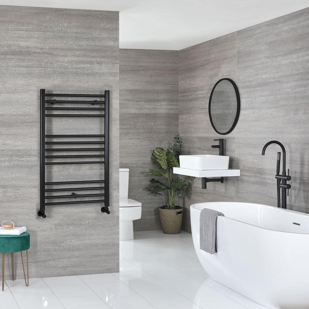 Kent - Matt Black Hydronic Flat Towel Warmer - 39 3/8” x 23 5/8”