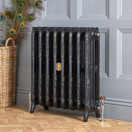 Charlotte - Ornate Cast Iron Radiator - 30.24" Tall - Slate Black - Multiple Sizes Available