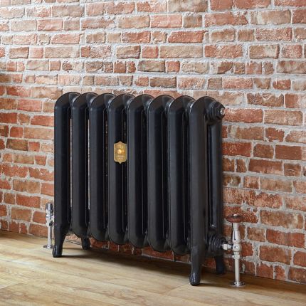 Erté - Oval Column Cast Iron Radiator - 22.05" Tall - Slate Black - Multiple Sizes Available